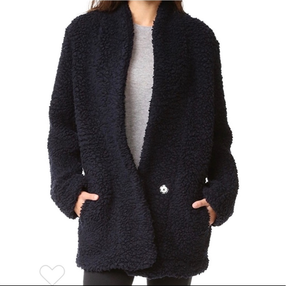 NWOT Iro Navy Piacie Teddy Coat Sz 34 (FR)